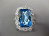 LARGE 4.56CT DIAMOND & AAA BLUE TOPAZ 14KT WHITE GOLD CUSHION FILIGREE FUN RING