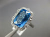 LARGE 4.56CT DIAMOND & AAA BLUE TOPAZ 14KT WHITE GOLD CUSHION FILIGREE FUN RING