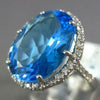 LARGE 11.75CT DIAMOND & AAA BLUE TOPAZ 14KT WHITE GOLD OVAL HALO FILIGREE RING