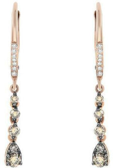 .45CT WHITE & CHOCOLATE FANCY DIAMOND 14KT ROSE GOLD 3D JOURNEY HANGING EARRINGS