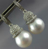 LARGE 1.01CT DIAMOND & AAA SOUTH SEA PEARL 18KT WHITE GOLD PAVE HANGING EARRINGS