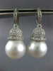 LARGE 1.01CT DIAMOND & AAA SOUTH SEA PEARL 18KT WHITE GOLD PAVE HANGING EARRINGS