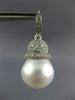 LARGE 1.01CT DIAMOND & AAA SOUTH SEA PEARL 18KT WHITE GOLD PAVE HANGING EARRINGS