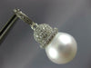 LARGE 1.01CT DIAMOND & AAA SOUTH SEA PEARL 18KT WHITE GOLD PAVE HANGING EARRINGS