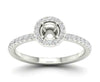 ESTATE .30CT DIAMOND 14KT WHITE GOLD 3D HALO 4 PRONG SEMI MOUNT ENGAGEMENT RING