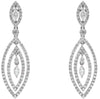 1.35CT DIAMOND 14KT WHITE GOLD 3D ROUND & MARQUISE DOUBLE HALO HANGING EARRINGS