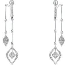 .67CT DIAMOND 14KT WHITE GOLD 3D CLUSTER TEAR DROP CHANDELIER HANGING EARRINGS