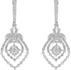 ESTATE 1.90CT DIAMOND 18KT WHITE GOLD CLUSTER TEAR DROP JOURNEY HANGING EARRINGS
