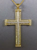 ESTATE EXTRA LARGE 1.64CT DIAMOND 18KT WHITE & YELLOW GOLD 3D CROSS PENDANT