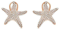 1.10CT DIAMOND 14KT ROSE GOLD 3D MULTI ROW CLASSIC STARFISH CLIP ON FUN EARRINGS