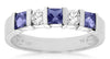 .71CT DIAMOND & AAA TANZANITE 14KT WHITE GOLD ROUND & PRINCESS ANNIVERSARY RING