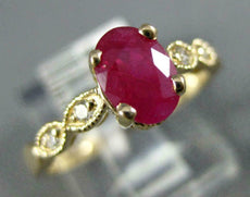 .98CT DIAMOND & AAA RUBY 14KT YELLOW GOLD OVAL & ROUND FILIGREE ENGAGEMENT RING