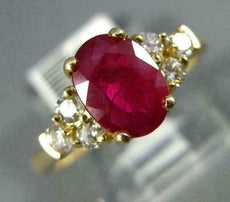1.57CT DIAMOND & AAA RUBY 14KT YELLOW GOLD OVAL & ROUND CLASSIC ENGAGEMENT RING