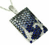 2.30CT DIAMOND & AAA BLUE SAPPHIRE 14KT WHITE GOLD 3D RECTANGULAR PAVE PENDANT