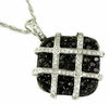 1.40CT WHITE & BLACK DIAMOND 14KT WHITE GOLD 3D SQUARE CHECKER FUN PENDANT