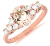 ESTATE 1.35CT DIAMOND & AAA MORGANITE 14K ROSE GOLD OVAL & ROUND ENGAGEMENT RING