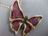 EXTRA LARGE 3.34CT WHITE & BLACK DIAMOND & RUBY 18KT ROSE GOLD BUTTERFLY PENDANT