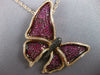 EXTRA LARGE 3.34CT WHITE & BLACK DIAMOND & RUBY 18KT ROSE GOLD BUTTERFLY PENDANT