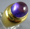 ANTIQUE LARGE 20.0CT AAA CABOCHON AMETHYST 18KT YELLOW GOLD OVAL FUN RING #2562