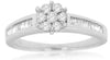ESTATE .45CT DIAMOND 14KT WHITE GOLD 3D ROUND & BAGUETTE FLOWER PROMISE RING