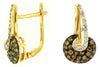 ESTATE .61CT WHITE & CHOCOLATE FANCY DIAMOND 14K YELLOW GOLD SWIRL MOON EARRINGS