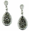 .36CT WHITE & BLACK DIAMOND 14K WHITE GOLD 3D CLUSTER TEAR DROP HANGING EARRINGS