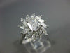 GIA WIDE 2.05CT DIAMOND 18K WHITE GOLD CUSHION & MARQUISE FLOWER ENGAGEMENT RING