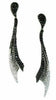1.28CT WHITE & BLACK DIAMOND 14KT WHITE GOLD 3D MULTI ROW DROP HANGING EARRINGS
