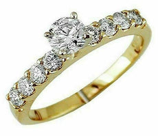 .88CT DIAMOND 14KT YELLOW GOLD 3D ROUND CLASSIC NINE STONE ENGAGEMENT RING
