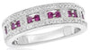 ESTATE WIDE .40CT DIAMOND & AAA RUBY 14KT WHITE GOLD 3D SQUARE ANNIVERSARY RING