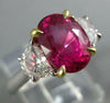 GRS 3.88CT DIAMOND AAA PINK SAPPHIRE 18KT GOLD OVAL & MOON STONE ENGAGEMENT RING