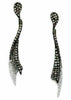 1.28CT WHITE & MOCHA DIAMOND 14KT WHITE GOLD 3D MULTI ROW DROP HANGING EARRINGS