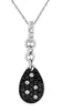 ESTATE .30CT WHITE & BLACK DIAMOND 14KT WHITE GOLD 3D PAVE TEAR DROP FUN PENDANT
