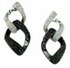 1.17CT WHITE & BLACK DIAMOND 14KT WHITE GOLD 3D LOVE KNOT LINK HANGING EARRINGS