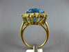 LARGE 13.35CT DIAMOND & AAA BLUE TOPAZ 18KT YELLOW GOLD PRINCESS DIANA RING #663