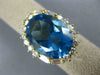 LARGE 13.35CT DIAMOND & AAA BLUE TOPAZ 18KT YELLOW GOLD PRINCESS DIANA RING #663