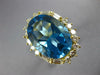 LARGE 13.35CT DIAMOND & AAA BLUE TOPAZ 18KT YELLOW GOLD PRINCESS DIANA RING #663