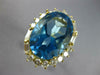 LARGE 13.35CT DIAMOND & AAA BLUE TOPAZ 18KT YELLOW GOLD PRINCESS DIANA RING #663