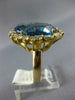 LARGE 13.35CT DIAMOND & AAA BLUE TOPAZ 18KT YELLOW GOLD PRINCESS DIANA RING #663