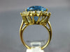 LARGE 13.35CT DIAMOND & AAA BLUE TOPAZ 18KT YELLOW GOLD PRINCESS DIANA RING #663