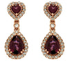 ESTATE 2.10CT DIAMOND & AAA RHODOLITE 14KT ROSE GOLD TEAR DROP HANGING EARRINGS
