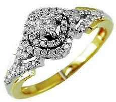 .48CT DIAMOND 14KT YELLOW GOLD 3D ROUND SQUARE DOUBLE HALO ENGAGEMENT RING