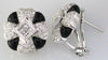 .80CT DIAMOND & AAA ONYX 14KT WHITE GOLD 3D PRINCESS FLOWER CLIP ON EARRINGS