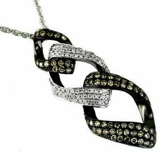 .82CT WHITE & MOCHA DIAMOND 14KT WHITE GOLD 3D LOVE KNOT LINK JOURNEY PENDANT