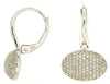 ESTATE .45CT DIAMOND 14KT WHITE GOLD 3D CLUSTER SIDEWAYS OVAL HANGING EARRINGS