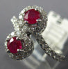 LARGE 1.02CT DIAMOND & AAA RUBY 14KT WHITE GOLD ROUND CRISS CROSS HALO FUN RING