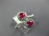 LARGE 1.02CT DIAMOND & AAA RUBY 14KT WHITE GOLD ROUND CRISS CROSS HALO FUN RING