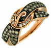 ESTATE .50CT WHITE AND CHOCOLATE FANCY DIAMOND 14KT ROSE GOLD 3D BELT FUN RING