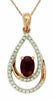ESTATE .77CT DIAMOND & AAA RUBY 14KT ROSE GOLD 3D OVAL & ROUND TEAR DROP PENDANT