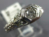 ANTIQUE DIAMOND 14KT WHITE GOLD SOLITAIRE FILIGREE ROUND HEXAGON ENGAGEMENT RING